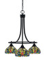 Paramount Downlight, 3 Light, Chandelier In Matte Black Finish With 7" Kaleidoscope Art Glass (3413-MB-9905)