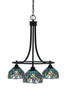 Paramount Downlight, 3 Light, Chandelier In Matte Black Finish With 7" Turquoise Cypress Art Glass (3413-MB-9925)