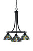 Paramount Downlight, 3 Light, Chandelier In Matte Black Finish With 7" Blue Mosaic Art Glass (3413-MB-9955)