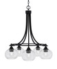 Paramount Downlight, 5 Light, Chandelier In Matte Black Finish With 7" Clear Bubble Glass (3415-MB-202)