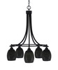 Paramount Downlight, 5 Light, Chandelier In Matte Black Finish With 5" Black Matrix Glass  (3415-MB-4029)