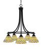Paramount Downlight, 5 Light, Chandelier In Matte Black Finish With 7" Starlight Art Glass (3415-MB-9415)