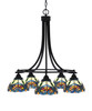 Paramount Downlight, 5 Light, Chandelier In Matte Black Finish With 7" Pavo Art Glass  (3415-MB-9425)