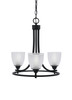 Paramount Uplight, 3 Light, Chandelier In Matte Black Finish With 5" Clear Ribbed Glass (3403-MB-500)