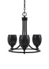 Paramount Uplight, 3 Light, Chandelier In Matte Black Finish With 5" Black Matrix Glass (3403-MB-4029)