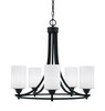 Paramount Uplight, 5 Light, Chandelier In Matte Black Finish With 4" White Muslin Glass (3405-MB-310)