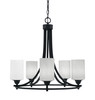 Paramount Uplight, 5 Light, Chandelier In Matte Black Finish With 4" White Marble Glass (3405-MB-3001)