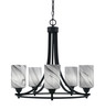 Paramount Uplight, 5 Light, Chandelier In Matte Black Finish With 4" Onyx Swirl Glass (3405-MB-3009)