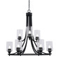 Paramount Uplight, 9 Light, Chandelier In Matte Black Finish With 4" Clear Bubble Glass (3409-MB-300)