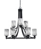Paramount Uplight, 9 Light, Chandelier In Matte Black Finish With 4" Onyx Swirl Glass (3409-MB-3009)