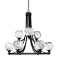 Paramount Uplight, 9 Light, Chandelier In Matte Black Finish With 5.75" Onyx Swirl Glass (3409-MB-4109)