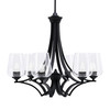 Zilo Uplight, 6 Light, Chandelier In Matte Black Finish With 5" Clear Bubble Glass (566-MB-210)