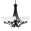 Zilo Uplight, 6 Light, Chandelier In Matte Black Finish With 7" White Muslin Glass (566-MB-312)