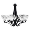 Zilo Uplight, 6 Light, Chandelier In Matte Black Finish With 6.25" Onyx Swirl Glass (566-MB-4769)