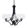 Zilo Uplight, 4 Light, Chandelier In Matte Black Finish With 7" Clear Bubble Glass (564-MB-202)