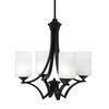 Zilo Uplight, 4 Light, Chandelier In Matte Black Finish With 4" White Muslin Glass  (564-MB-310)