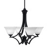 Zilo Uplight, 4 Light, Chandelier In Matte Black Finish With 7" White Muslin Glass (564-MB-311)