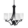 Zilo Uplight, 4 Light, Chandelier In Matte Black Finish With 4" White Marble Glass (564-MB-3001)