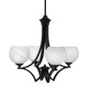 Zilo Uplight, 4 Light, Chandelier In Matte Black Finish With 5.75" White Marble Glass (564-MB-4101)
