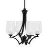 Zilo Uplight, 4 Light, Chandelier In Matte Black Finish With 5" Clear Textured Glass (564-MB-4250)
