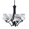 Zilo Uplight, 4 Light, Chandelier In Matte Black Finish With 6" Onyx Swirl Glass (564-MB-4819)