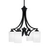 Zilo Downlight, 4 Light, Chandelier In Matte Black Finish With 4" White Marble Glass (568-MB-3001)