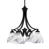 Zilo Downlight, 4 Light, Chandelier In Matte Black Finish With 6.25" Onyx Swirl Glass (568-MB-4769)