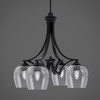 Zilo Downlight, 4 Light, Chandelier In Matte Black Finish With 6" Smoke Bubble Glass (568-MB-4812)