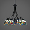 Zilo Downlight, 4 Light, Chandelier In Matte Black Finish With 7" Pavo Art Glass (568-MB-9425)