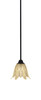 Paramount 1 Light Mini Pendant In Matte Black Finish With 7" Vanilla Leaf Glass (3401-MB-1025)