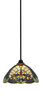 Paramount 1 Light Mini Pendant In Matte Black Finish With 12" Earth Star Art Glass (3401-MB-9369)