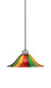 Stem Pendant With Hang Straight Swivel Shown In Brushed Nickel Finish With 14" Mardi Gras Glass (72-BN-764)