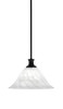 Stem Pendant With Hang Straight Swivel Shown In Matte Black Finish With 14" White Alabaster Swirl Glass (76-MB-5731)