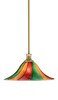 Stem Pendant With Hang Straight Swivel Shown In New Age Brass Finish With 16" Mardi Gras Glass (76-NAB-767)
