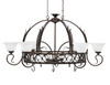 Leaf 8 Light Pot Rack With 8 Hook Shown In Bronze Finish With 7" White Muslin Glass (216-BRZ-311)