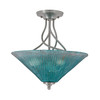 Capri 3 Bulb Semi-Flush Shown In Brushed Nickel Finish With 16" Teal Crystal Glass (909-BN-715)
