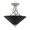 Capri 3 Bulb Semi-Flush Shown In Brushed Nickel Finish With 16" Black Matrix Glass (909-BN-4019)