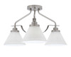 Odyssey 3 Light Semi Flush Mount In Brushed Nickel Finish With 7" White Muslin Glass (2607-BN-312)