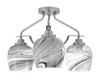 Odyssey 3 Light Semi Flush Mount In Brushed Nickel Finish With 6" Onyx Swirl Glass (2607-BN-4819)
