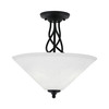 Capri 3 Bulb Semi-Flush Shown In Matte Black Finish With 16" White Muslin Glass (909-MB-318)