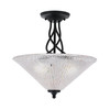 Capri 3 Bulb Semi-Flush Shown In Matte Black Finish With 16" Frosted Crystal Glass (909-MB-711)