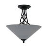 Capri 3 Bulb Semi-Flush Shown In Matte Black Finish With 16" Gray Matrix Glass (909-MB-4012)