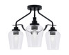 Odyssey 3 Light Semi Flush Mount In Matte Black Finish With 5 Clear Bubble Glass (2607-MB-210)