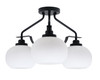 Odyssey 3 Light Semi Flush Mount In Matte Black Finish With 7" White Muslin Glass (2607-MB-212)