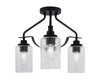 Odyssey 3 Light Semi Flush Mount In Matte Black Finish With 4" Smoke Bubble Glass (2607-MB-3002)