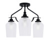 Odyssey 3 Light Semi Flush Mount In Matte Black Finish With 5" Clear Textured Glass (2607-MB-4250)