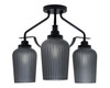 Odyssey 3 Light Semi Flush Mount In Matte Black Finish With 5" Smoke Textured Glass  (2607-MB-4252)