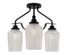 Odyssey 3 Light Semi Flush Mount In Matte Black Finish With 5" Silver Textured Glass (2607-MB-4253)