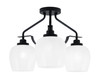 Odyssey 3 Light Semi Flush Mount In Matte Black Finish With 6" White Marble Glass  (2607-MB-4811)
