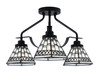 Odyssey 3 Light Semi Flush Mount In Matte Black Finish With 7" Pewter Art Glass (2607-MB-9105)